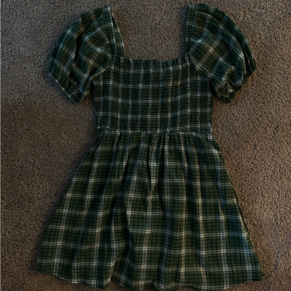 Plaid Ruched Mini Dress